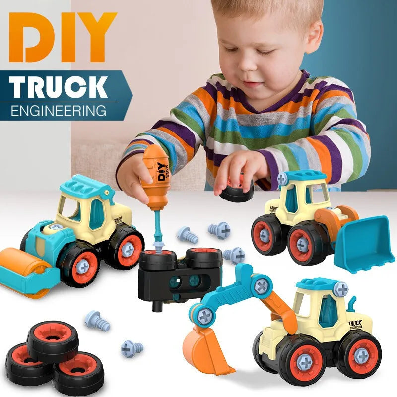 Take-apart nuts and bolts construction vehicle with a child-sized screwdriver