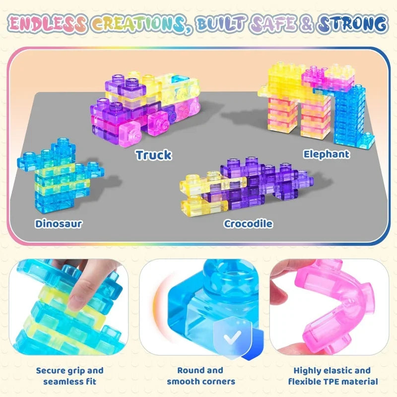 40 PCS Sensory Soft Building Blocks for Toddlers Squishy Stacking Toy Set Stretchable Early Learning Construction Playset