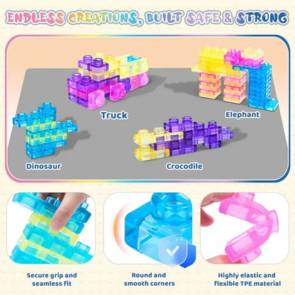 40 PCS Sensory Soft Building Blocks for Toddlers Squishy Stacking Toy Set Stretchable Early Learning Construction Playset